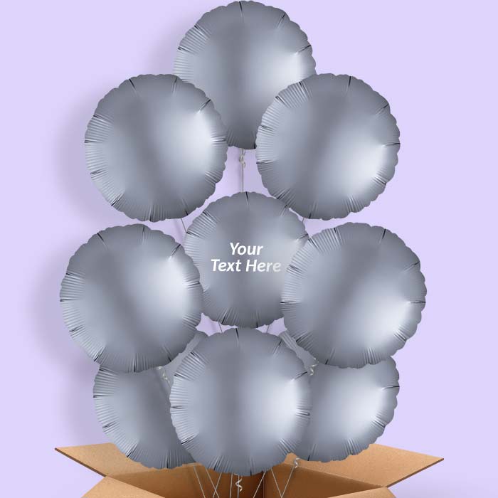 Graphite | Grey Satin Circle Balloon in a Box