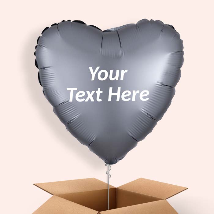 Graphite | Grey Satin Heart Balloon in a Box - 1 Balloon | Small Indoor Plants
