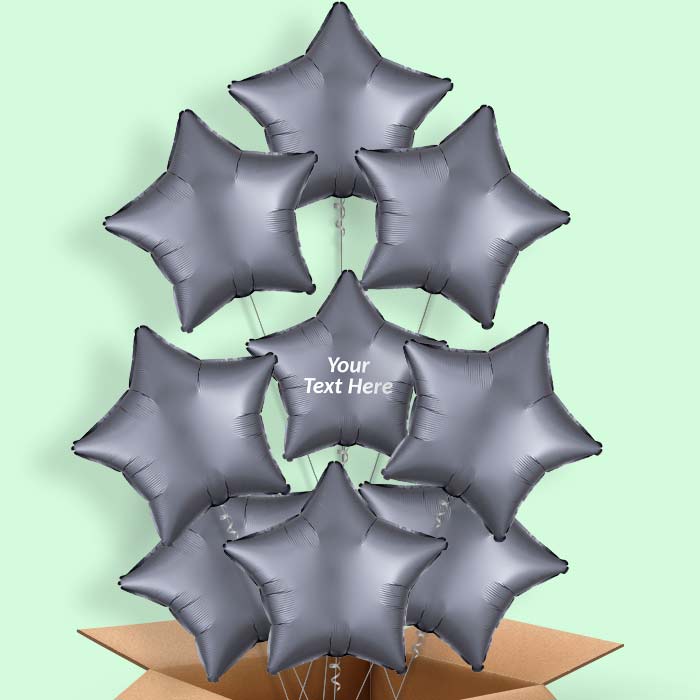 Graphite | Grey Satin Star Balloon in a Box - 9 Balloon | Small Indoor Plants