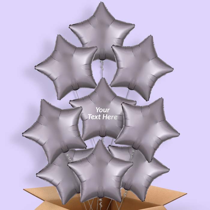Greige | Grey Satin Star Balloon in a Box - 9 Balloon | Small Indoor Plants