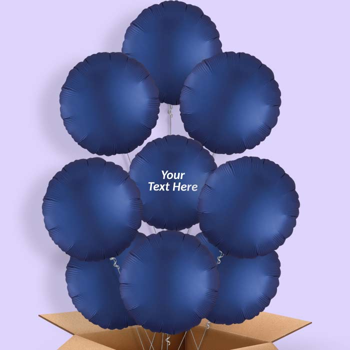 Navy | Dark Blue Satin Circle Balloon in a Box - 9 Balloon | Small Indoor Plants
