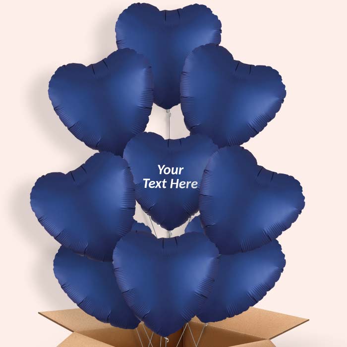Navy | Dark Blue Satin Heart Balloon in a Box - 9 Balloon | Small Indoor Plants