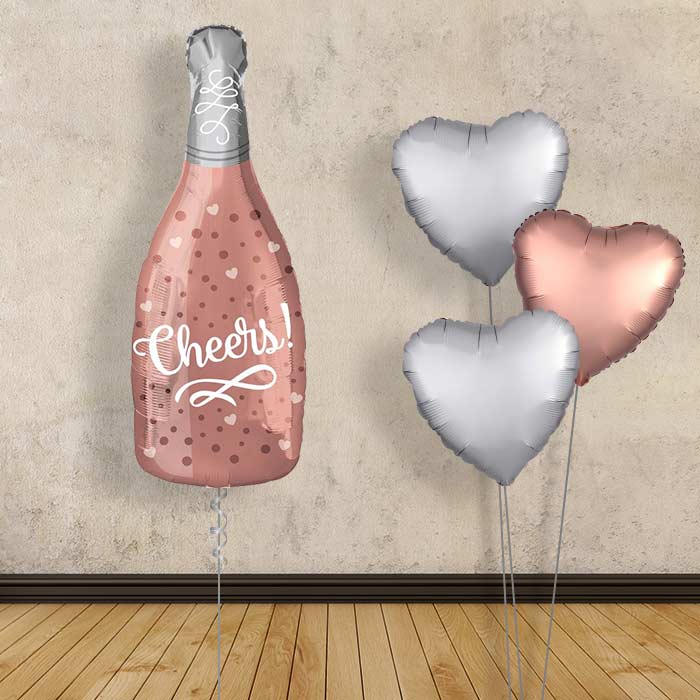 Rose Gold Champagne Bottle Balloon Display