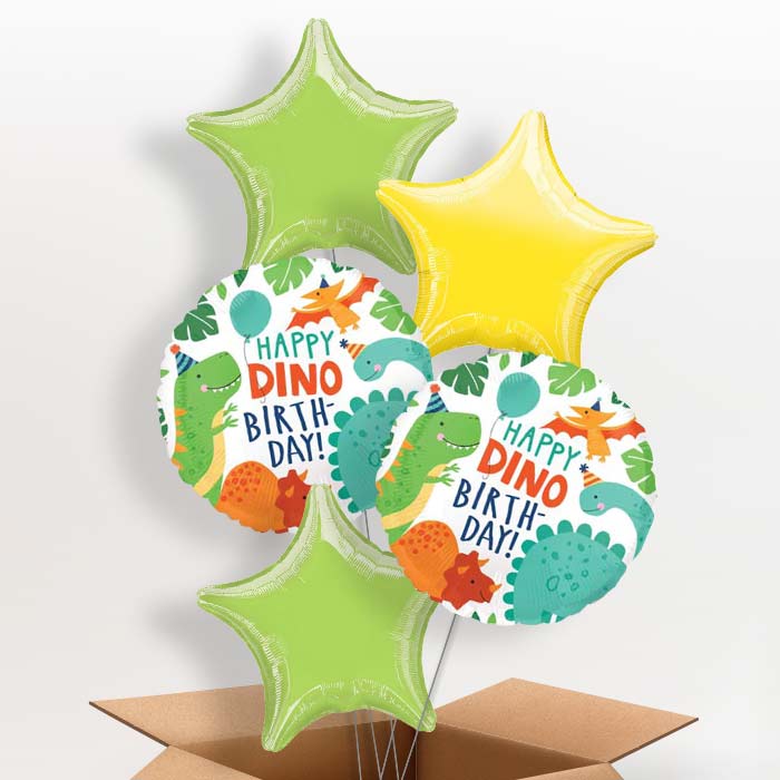 Happy Birthday Dino Balloons in a Box - 5 Balloon | Small Indoor Plants