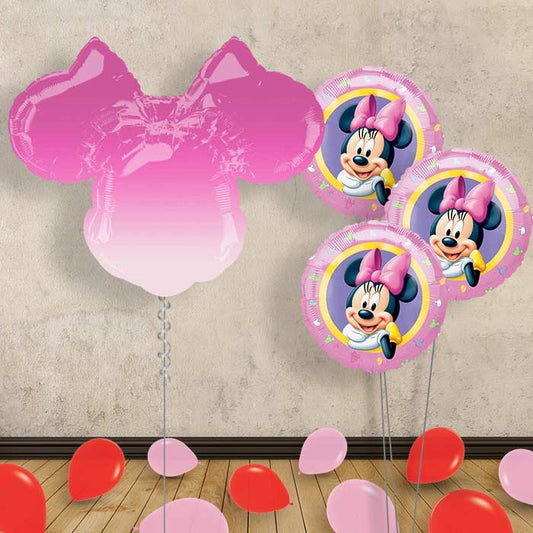 Ombre Minnie Mouse Head Balloon Bouquet Delivered - Themed Bouquet and Latex | Small Indoor Plants