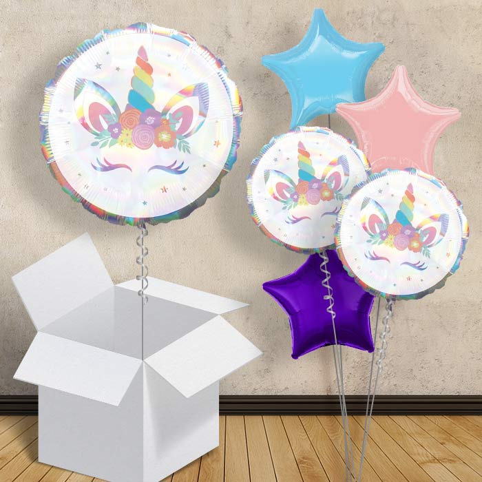 Iridescent Unicorn Helium Balloons in a Box - 1 Balloon | Small Indoor Plants
