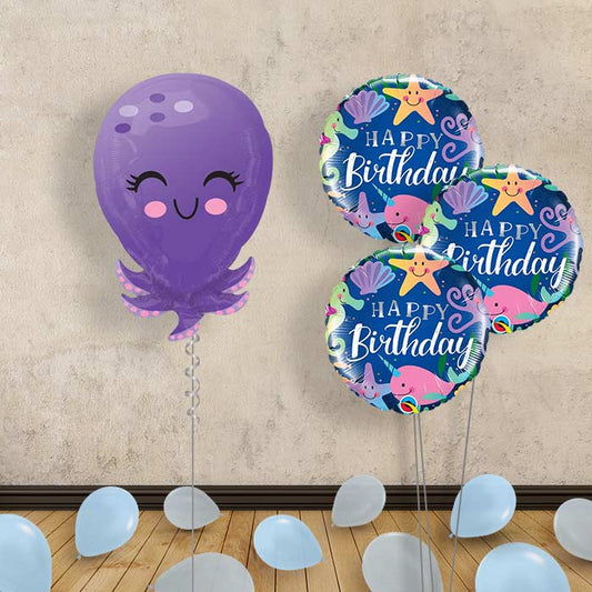 Octopus Helium Balloon Bouquet Delivered - Themed Bouquet and Latex | Small Indoor Plants