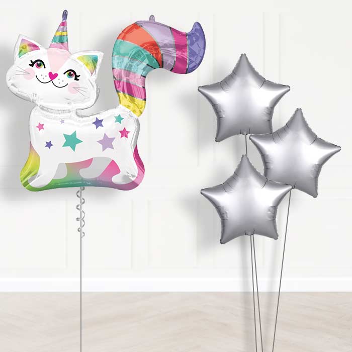 Giant Caticorn Balloon Bouquet Delivery - Plain Bouquet | Small Indoor Plants