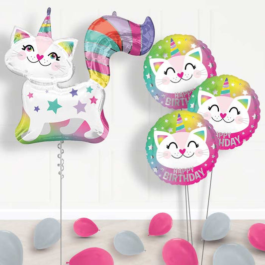 Giant Caticorn Balloon Bouquet Delivery - Themed Bouquet and Latex | Small Indoor Plants