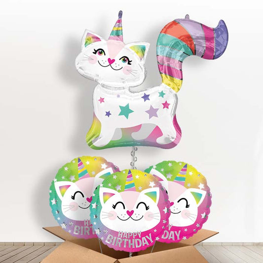 Giant Caticorn Foil Balloon in a Box - With 3 Themed Balloons | Small Indoor Plants