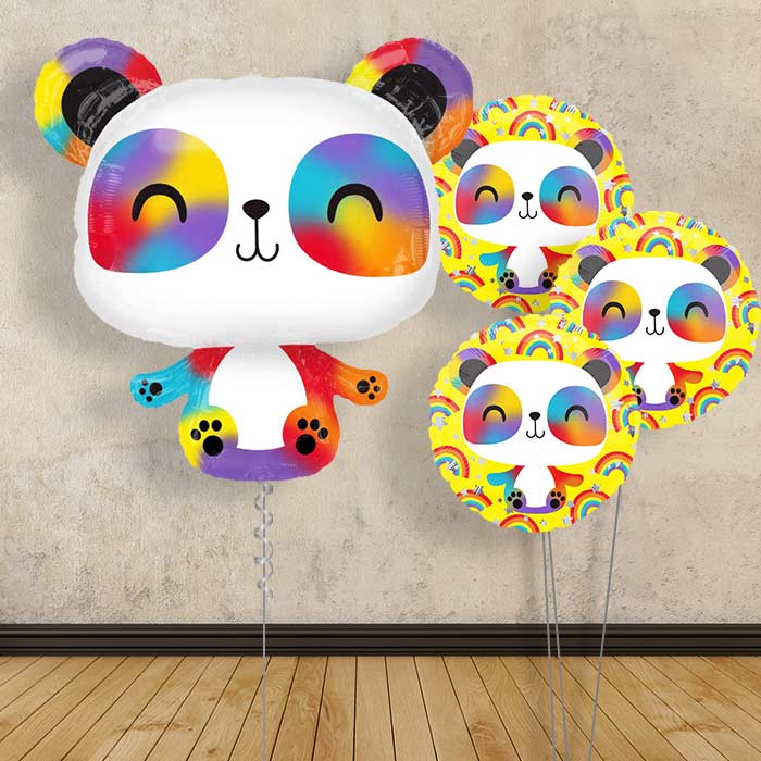 Panda Helium Balloon Bouquet Delivered - Themed Bouquet | Small Indoor Plants