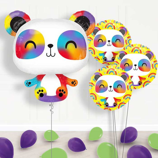 Panda Helium Balloon Bouquet Delivered - Themed Bouquet and Latex | Small Indoor Plants