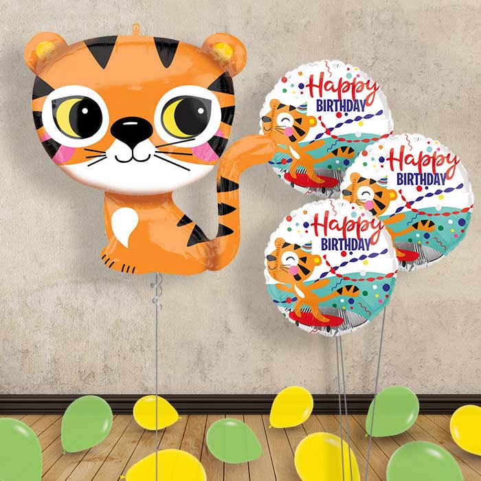 Cute Tiger Helium Balloon Bouquet Delivered
