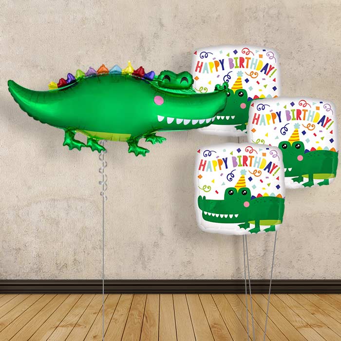 Alligator Helium Balloon Bouquet Delivered - Themed Bouquet | Small Indoor Plants