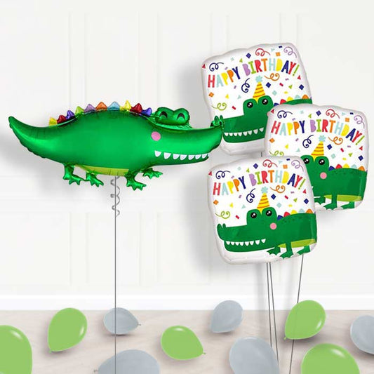 Alligator Helium Balloon Bouquet Delivered - Themed Bouquet and Latex | Small Indoor Plants