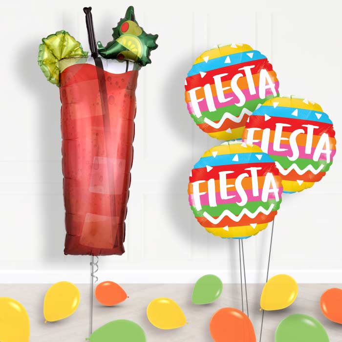 Summer Themed Bloody Mary Cocktail Balloon Bouquet Delivery - Themed Bouquet and Latex | Small Indoor Plants