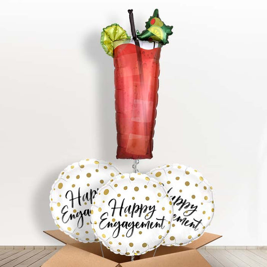 Engagement Bloody Mary Cocktail Foil Balloon in a Box - With 3 Themed Balloons | Small Indoor Plants