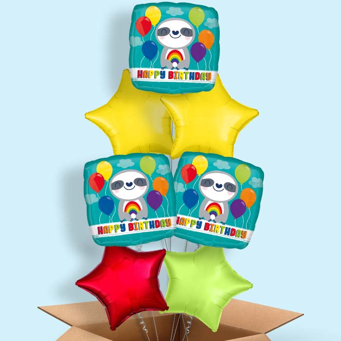 Happy Birthday Sloth Balloon in a Box - 7 Balloon | Small Indoor Plants