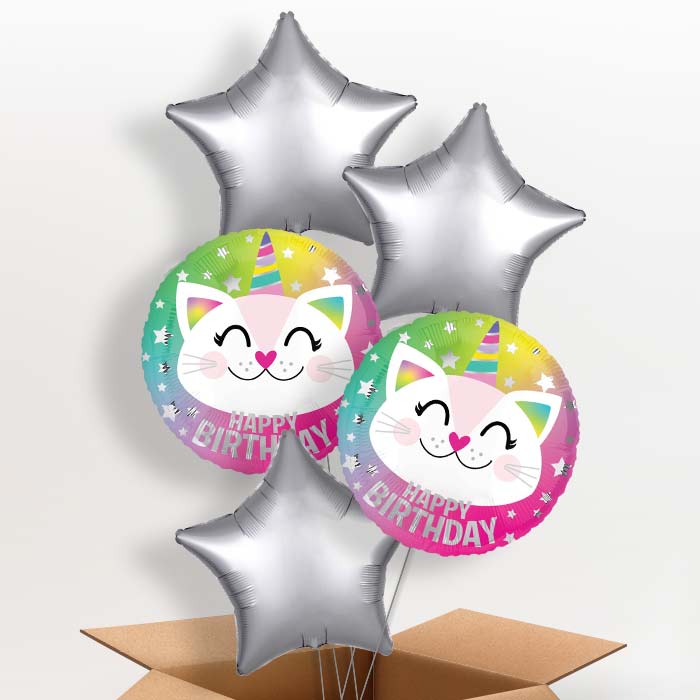 Caticorn Happy Birthday Foil Balloon in a Box - 5 Balloon | Small Indoor Plants