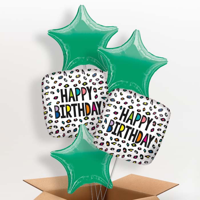 Leopard Print Balloons in a Box - Happy Birthday - 5 Balloon | Small Indoor Plants