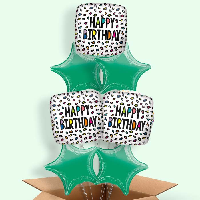 Leopard Print Balloons in a Box - Happy Birthday - 7 Balloon | Small Indoor Plants
