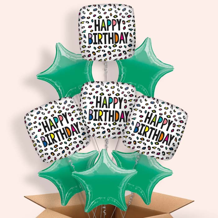 Leopard Print Balloons in a Box - Happy Birthday - 9 Balloon | Small Indoor Plants