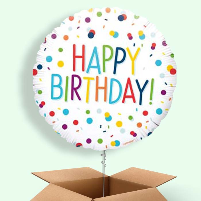 Rainbow Confetti Happy Birthday Balloon in a Box - 1 Balloon | Small Indoor Plants
