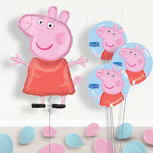 Peppa Pig Inflated Helium Balloons Delivered - Themed Bouquet and Latex | Small Indoor Plants