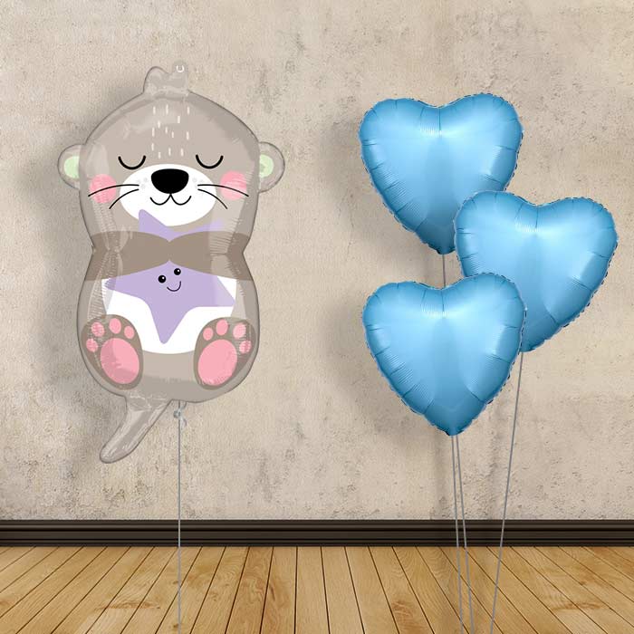 Adorable Otter Baby Boy Balloon Bouquet Delivery
