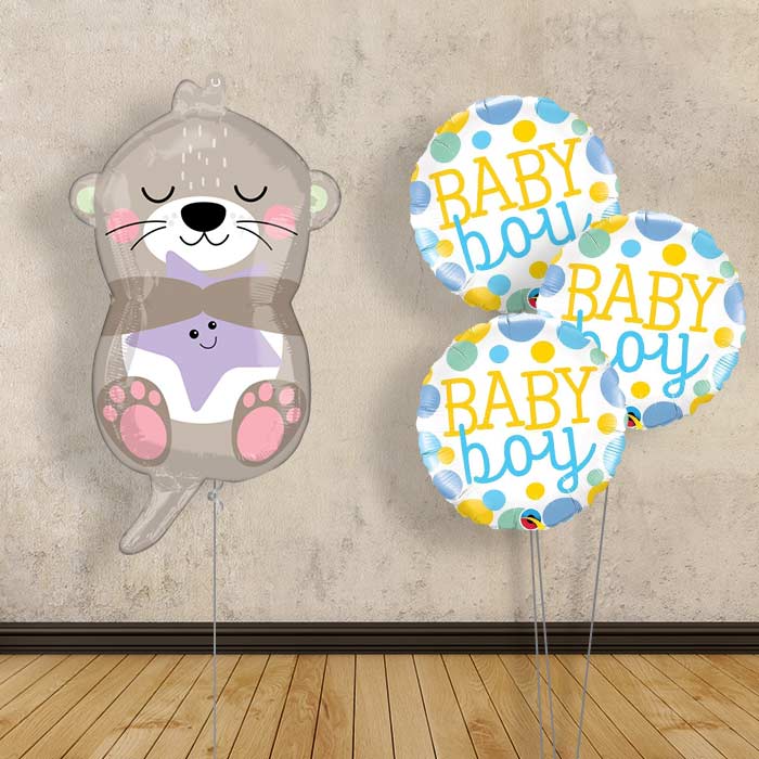 Adorable Otter Baby Boy Balloon Bouquet Delivery