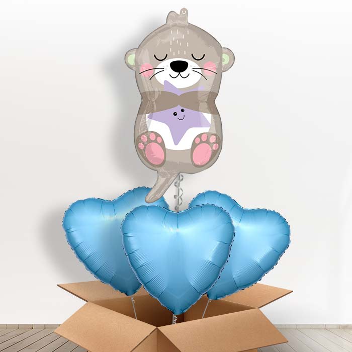Adorable Otter Baby Boy Foil Balloon in a Box