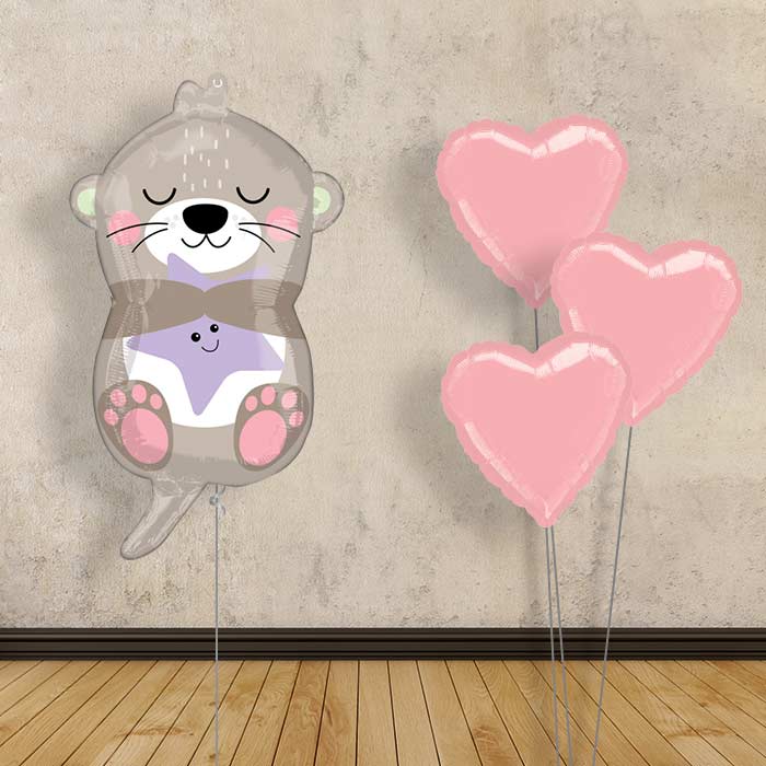 Adorable Otter Baby Girl Balloon Bouquet Delivery