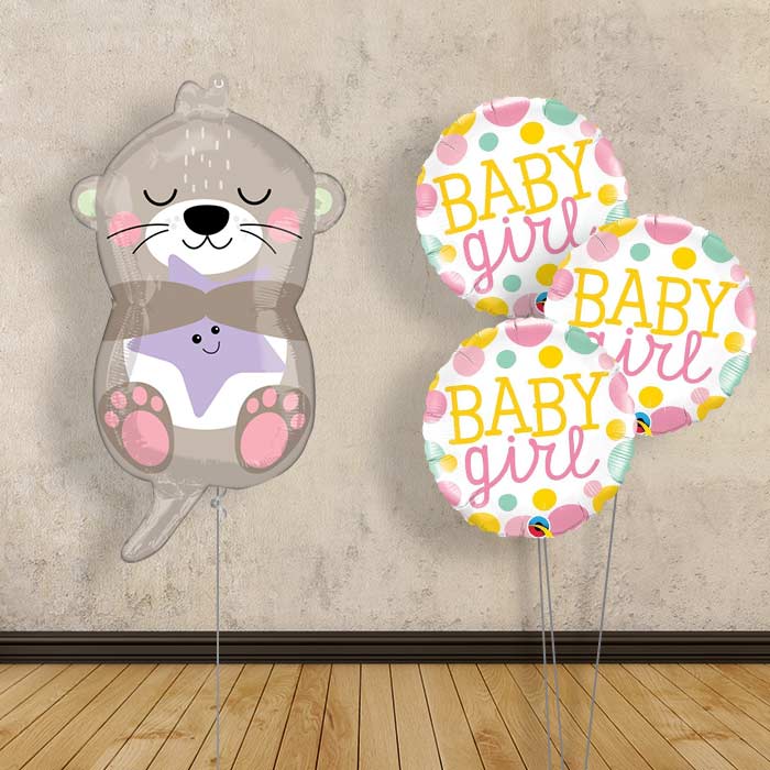 Adorable Otter Baby Girl Balloon Bouquet Delivery