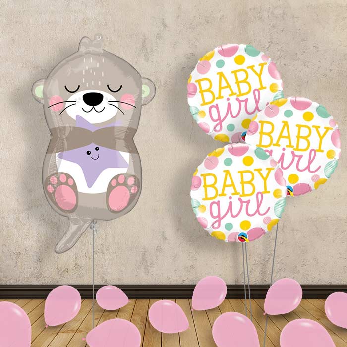 Adorable Otter Baby Girl Balloon Bouquet Delivery