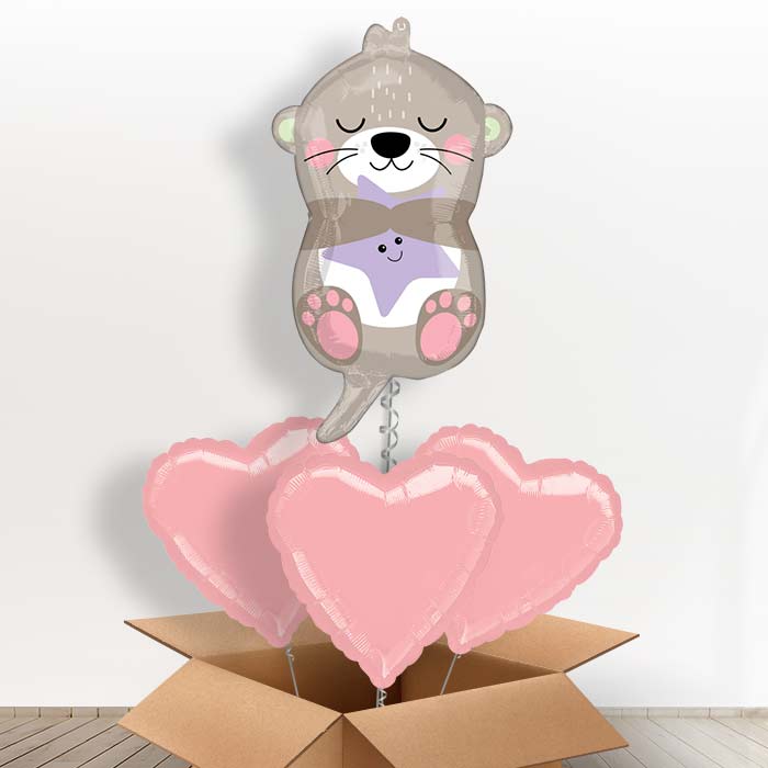 Adorable Otter Baby Girl Foil Balloon in a Box