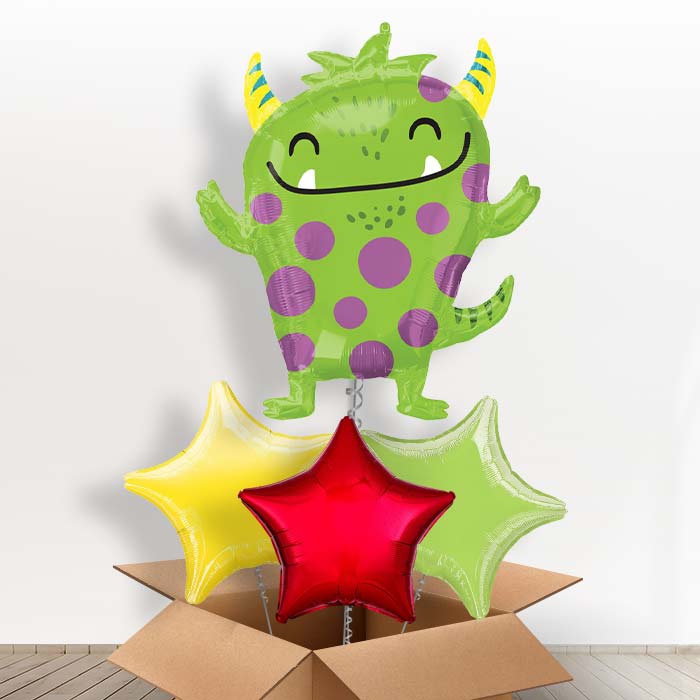 Green Monster Foil Balloon in a Box - With 3 Plain Balloons | Small Indoor Plants