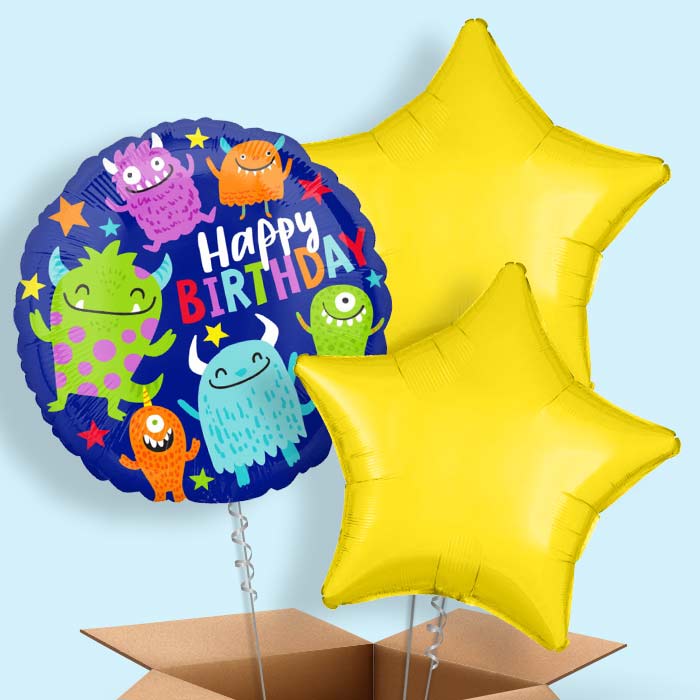 Little Monsters Happy Birthday Balloon in a Box - 3 Balloon | Small Indoor Plants