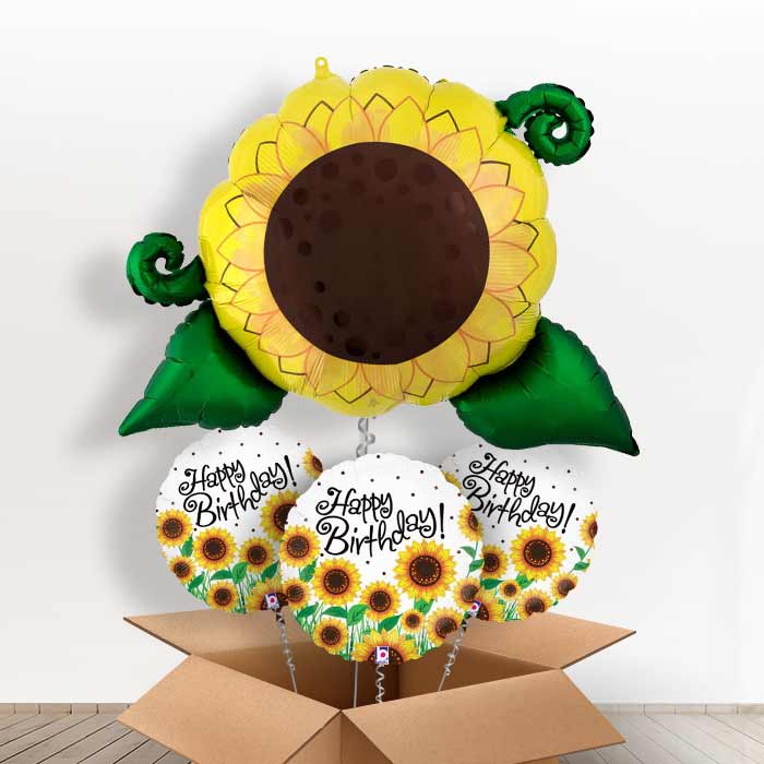 Sunflower Giant Balloon in a Box Gift - With 3 Themed Balloons | Small Indoor Plants