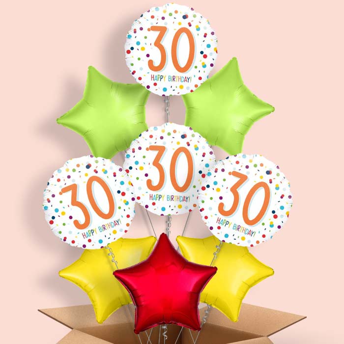 30th Birthday Helium Balloon Delivery - Rainbow - 9 Balloon | Small Indoor Plants