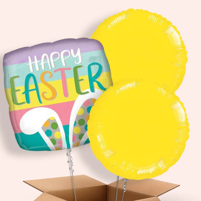 Happy Easter | Bunny Ears Balloon in a Box - 3 Balloon | Small Indoor Plants