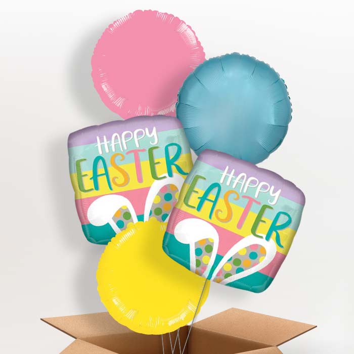 Happy Easter | Bunny Ears Balloon in a Box - 5 Balloon | Small Indoor Plants