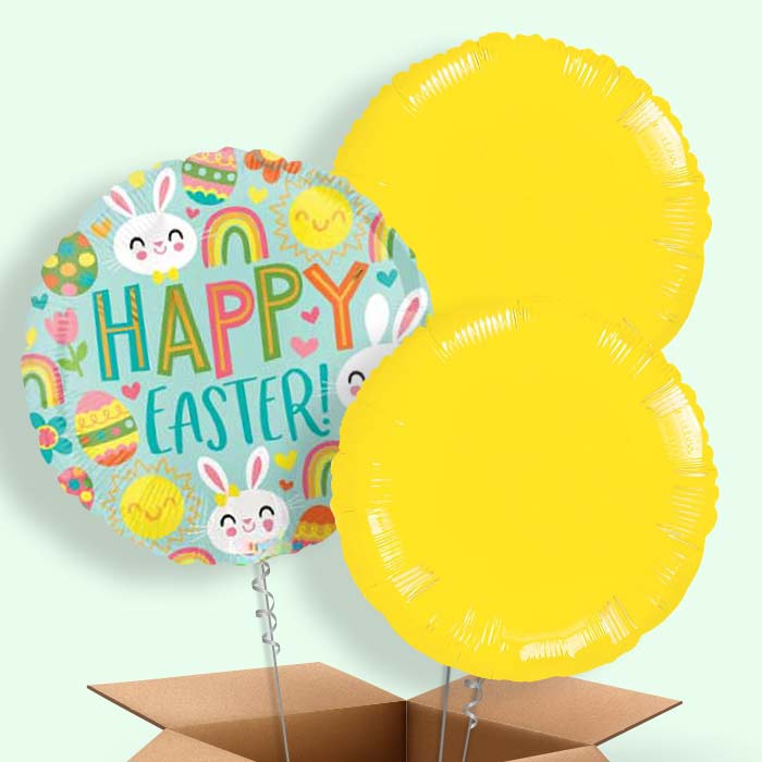 Sunshine Rainbow Easter Balloons in a Box - 3 Balloon | Small Indoor Plants