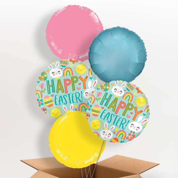 Sunshine Rainbow Easter Balloons in a Box - 5 Balloon | Small Indoor Plants
