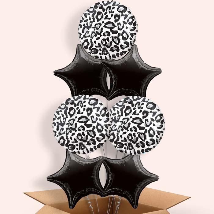 Snow Leopard Print Helium Balloons in a Box - 7 Balloon | Small Indoor Plants