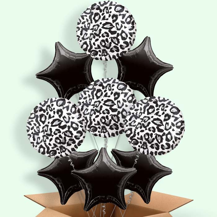 Snow Leopard Print Helium Balloons in a Box - 9 Balloon | Small Indoor Plants
