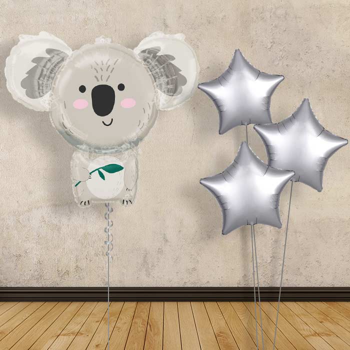 Koala Inflated Helium Balloons Delivered - Plain Bouquet | Small Indoor Plants