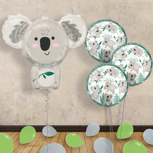 Koala Inflated Helium Balloons Delivered - Themed Bouquet and Latex | Small Indoor Plants