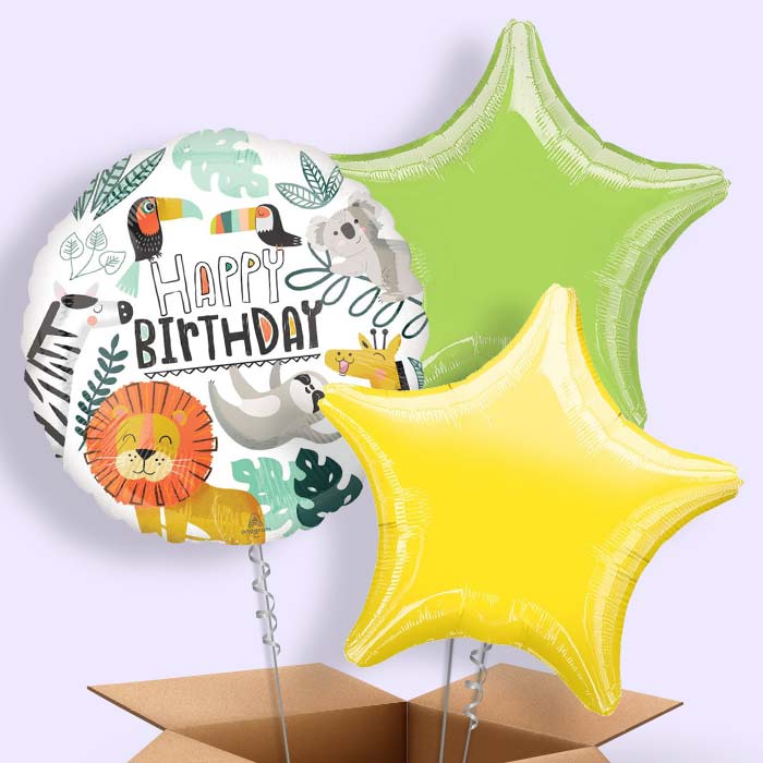 Get Wild Safari Foil Balloon in a Box - 3 Balloon | Small Indoor Plants