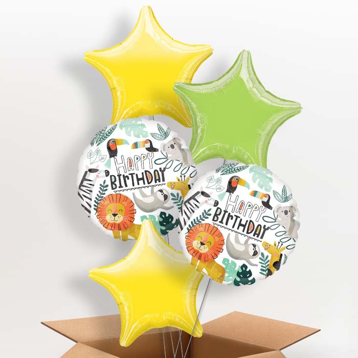 Get Wild Safari Foil Balloon in a Box - 5 Balloon | Small Indoor Plants