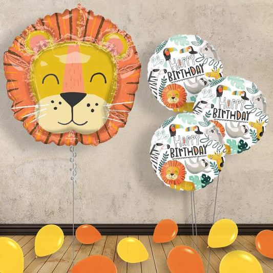 Get Wild Lion Head Balloon Bouquet Delivery - Themed Bouquet and Latex | Small Indoor Plants